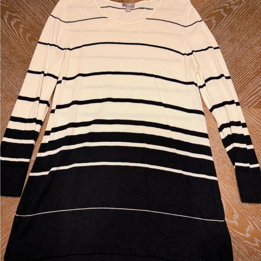 J. Jill Black-Trim Cream Knit Top